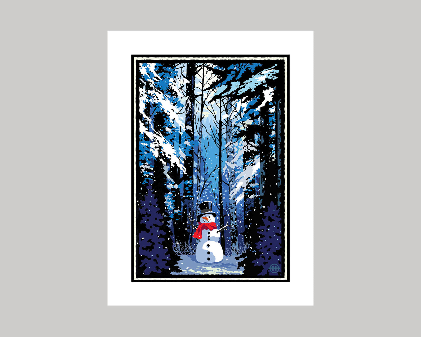 WINTER SCENE AND SNOWMAN|| MINNESOTA LANDMARK ART PRINT