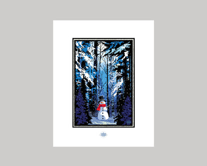 WINTER SCENE AND SNOWMAN|| MINNESOTA LANDMARK ART PRINT