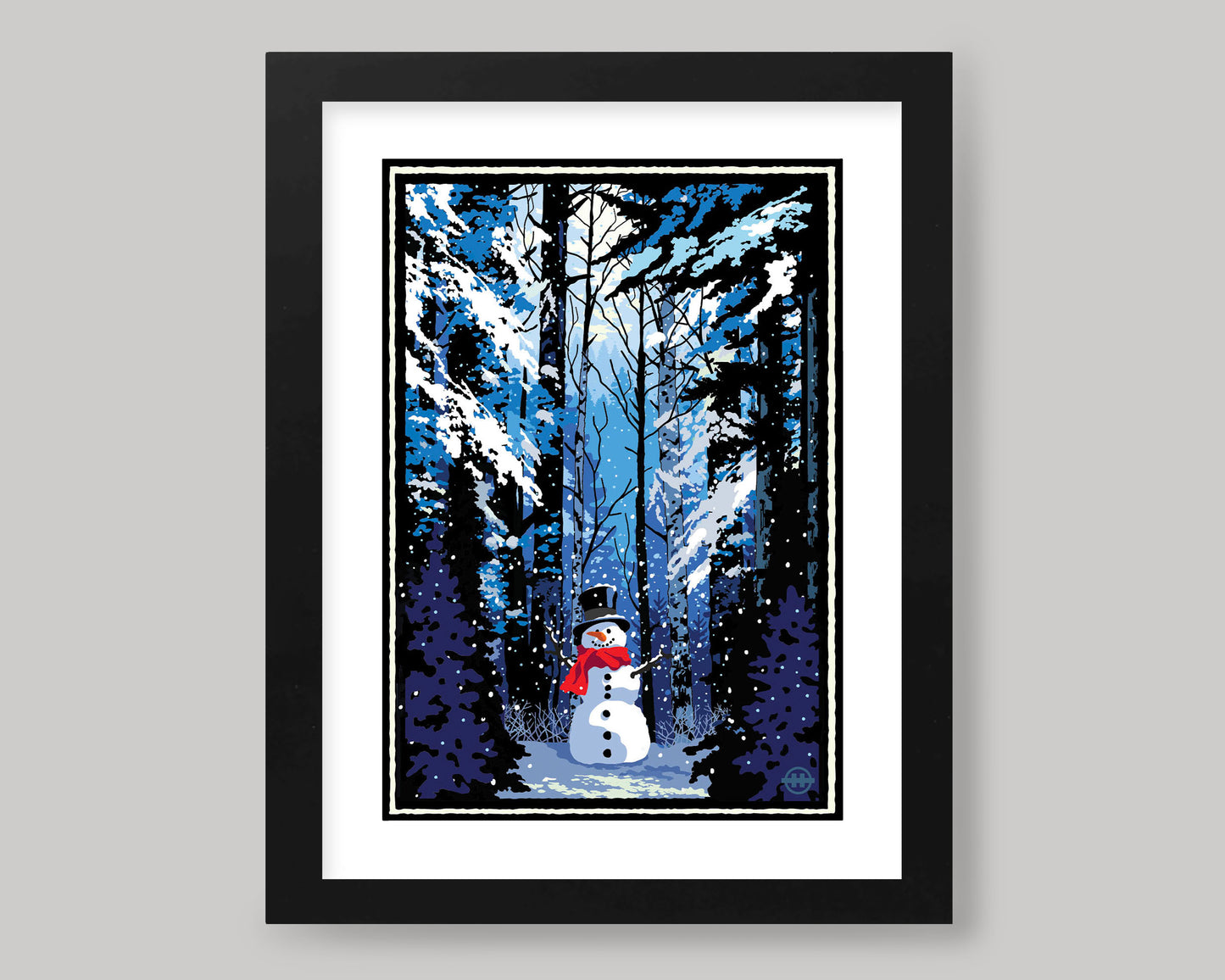 WINTER SCENE AND SNOWMAN|| MINNESOTA LANDMARK ART PRINT
