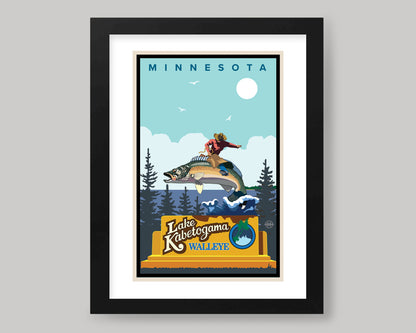 LAKE KABETOGAMA RODEO COWBOY || MINNESOTA LANDMARK ART PRINT