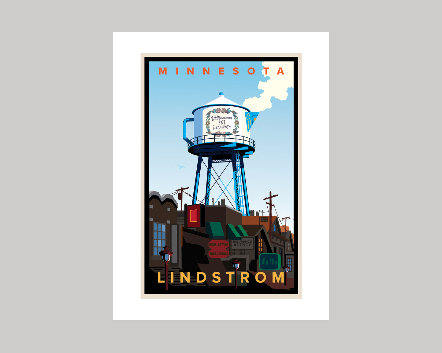 LINDSTROM COFFEE POT WATER TOWER || MINNESOTA LANDMARK ART PRINT