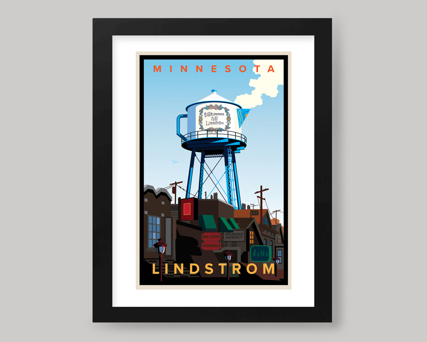 LINDSTROM COFFEE POT WATER TOWER || MINNESOTA LANDMARK ART PRINT