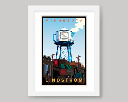 LINDSTROM COFFEE POT WATER TOWER || MINNESOTA LANDMARK ART PRINT