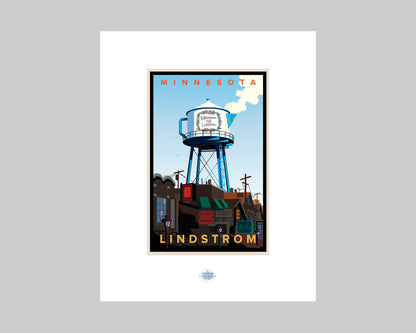 LINDSTROM COFFEE POT WATER TOWER || MINNESOTA LANDMARK ART PRINT