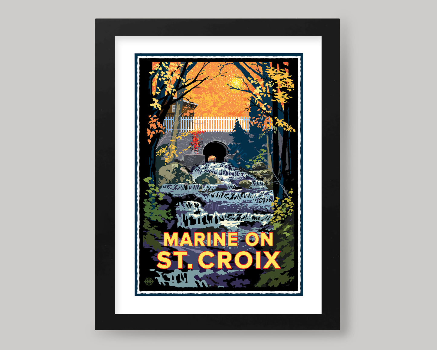 MARINE ON ST. CROIX WATERFALLS IN AUTUMN || MINNESOTA LANDMARK ART PRINT