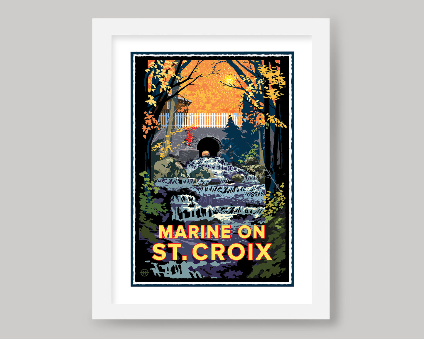 MARINE ON ST. CROIX WATERFALLS IN AUTUMN || MINNESOTA LANDMARK ART PRINT