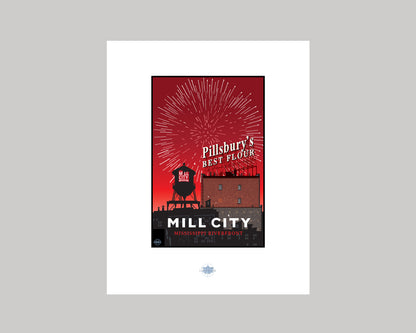 MILL CITY FIREWORKS || MINNESOTA LANDMARK ART PRINT