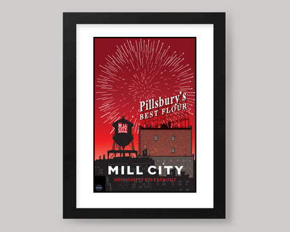 MILL CITY FIREWORKS || MINNESOTA LANDMARK ART PRINT
