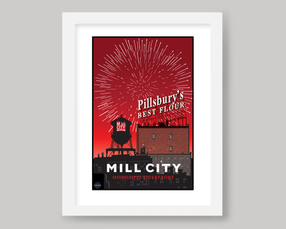 MILL CITY FIREWORKS || MINNESOTA LANDMARK ART PRINT