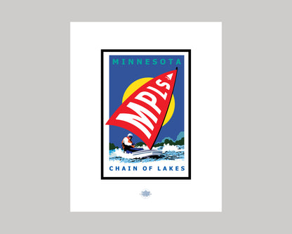 MINNEAPOLIS CHAIN OF LAKES SAILING || MINNESOTA LANDMARK ART PRINT