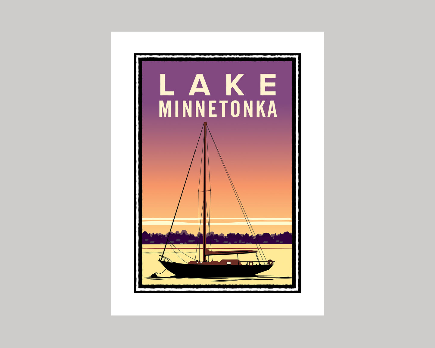 LAKE MINNETONKA PURPLE SUNSET SAIL || MINNESOTA LANDMARK ART PRINT