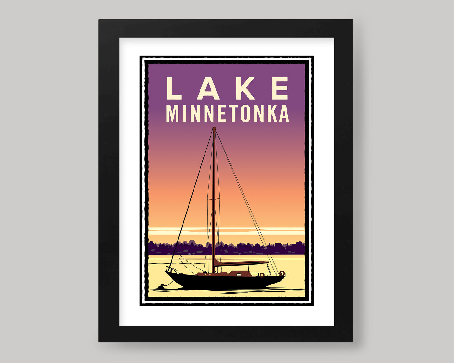 LAKE MINNETONKA PURPLE SUNSET SAIL || MINNESOTA LANDMARK ART PRINT