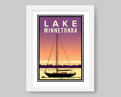 LAKE MINNETONKA PURPLE SUNSET SAIL || MINNESOTA LANDMARK ART PRINT