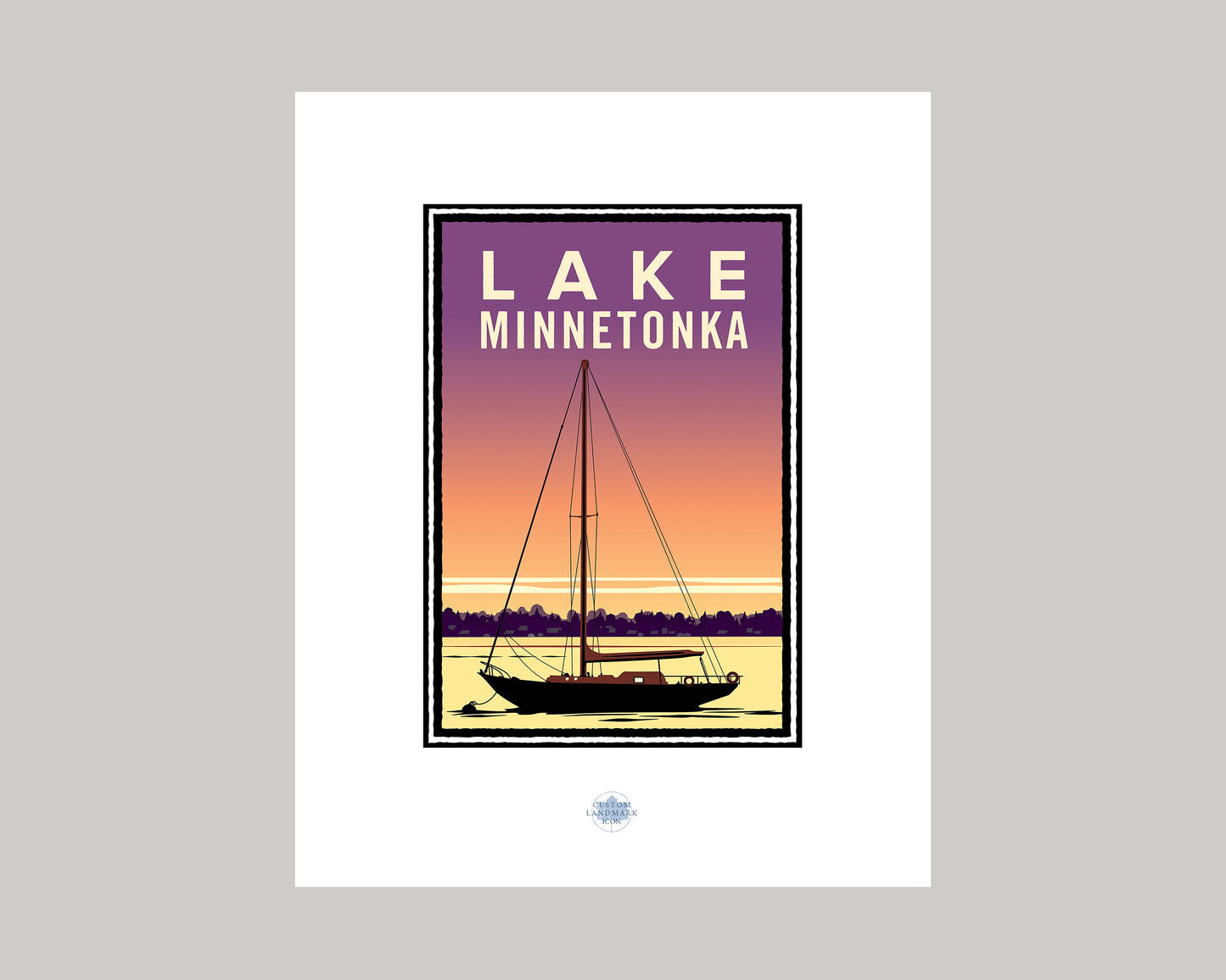 LAKE MINNETONKA PURPLE SUNSET SAIL || MINNESOTA LANDMARK ART PRINT