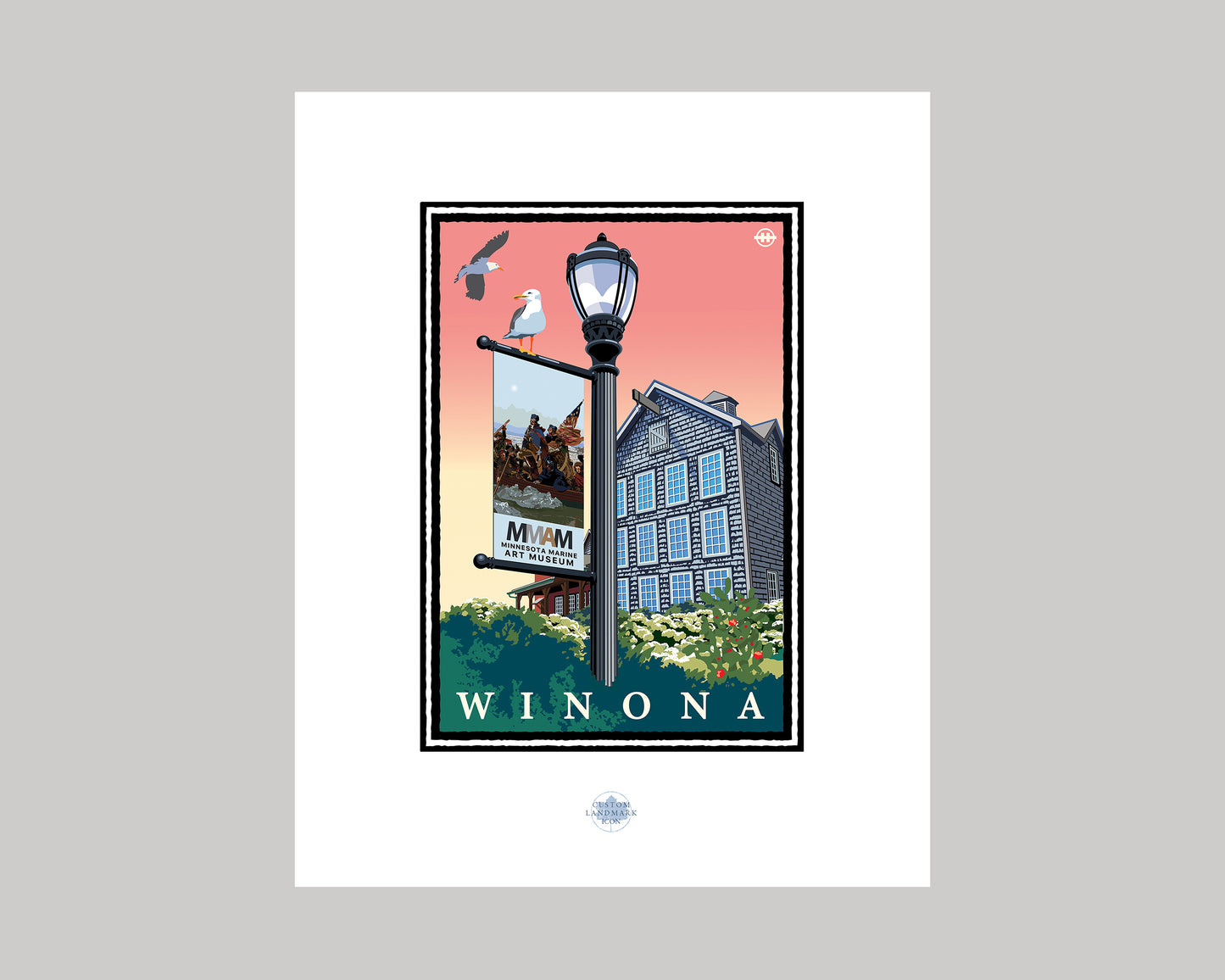 MINNESOTA MARINE ART MUSEUM PINK SKIES || MINNESOTA LANDMARK ART PRINT