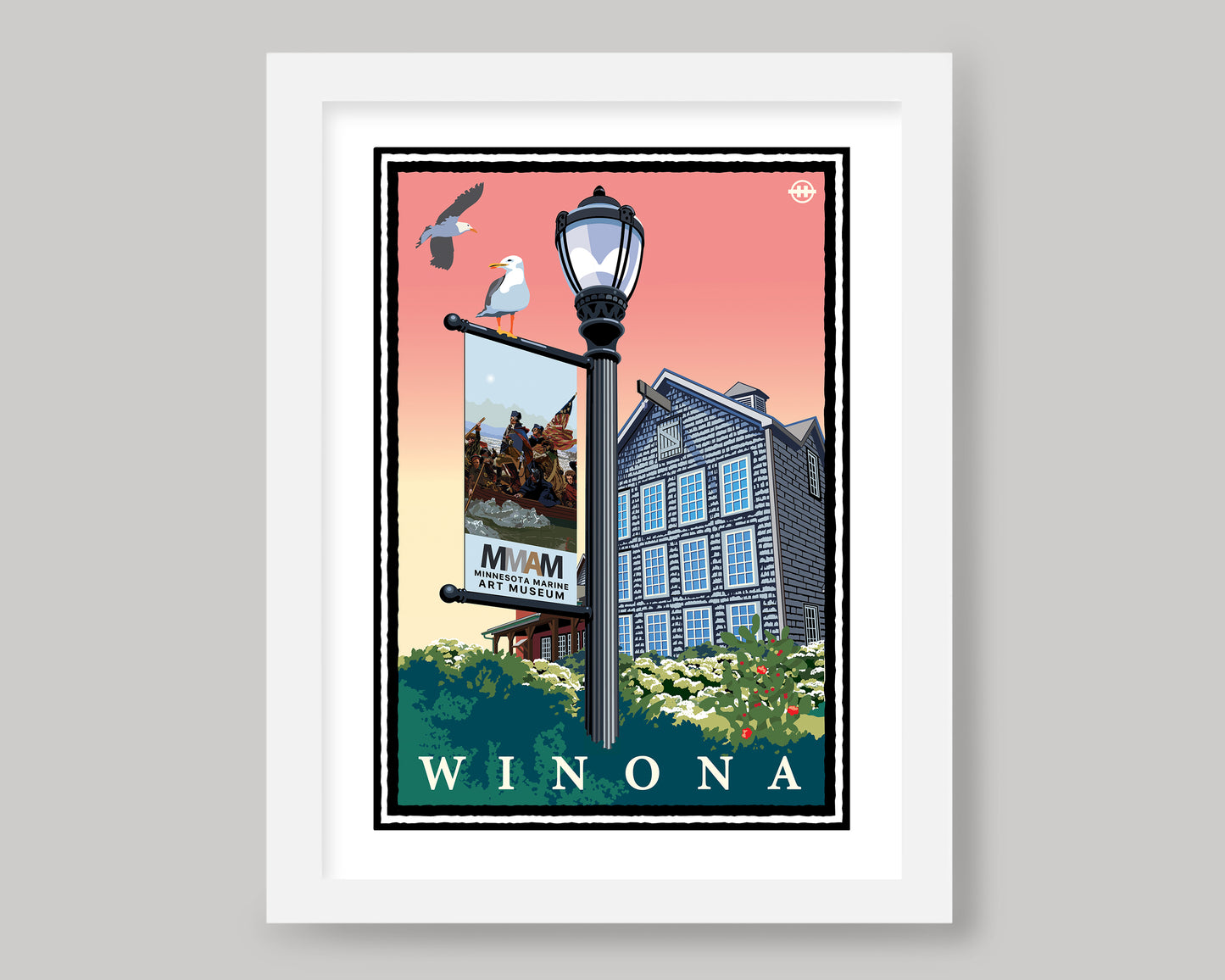 MINNESOTA MARINE ART MUSEUM PINK SKIES || MINNESOTA LANDMARK ART PRINT