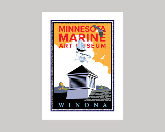 MINNESOTA MARINE ART MUSEUM GOLDEN SKY || MINNESOTA LANDMARK ART PRINT