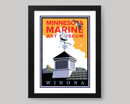 MINNESOTA MARINE ART MUSEUM GOLDEN SKY || MINNESOTA LANDMARK ART PRINT