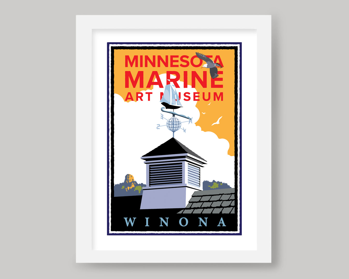 MINNESOTA MARINE ART MUSEUM GOLDEN SKY || MINNESOTA LANDMARK ART PRINT