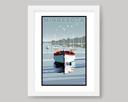 UP NORTH SUMMER SERIES- MN ROW BOAT || MINNESOTA LANDMARK ART PRINT