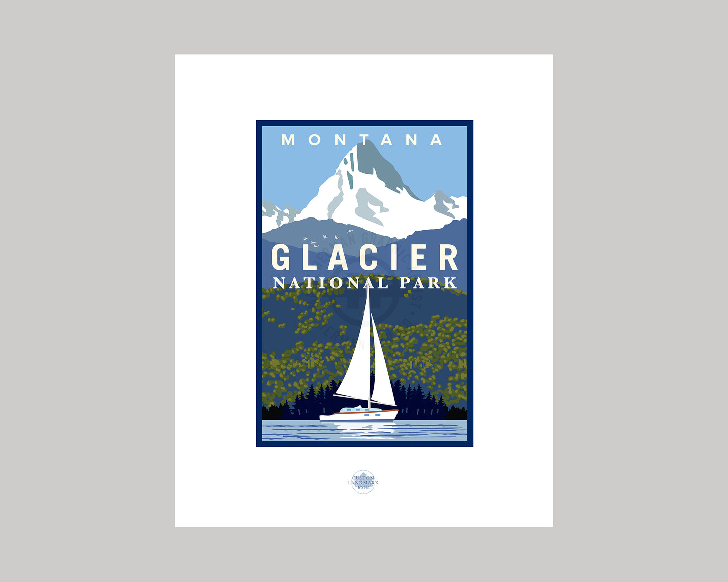 GLACIER NATIONAL PARK SAILING || MONTANA LANDMARK ART PRINT