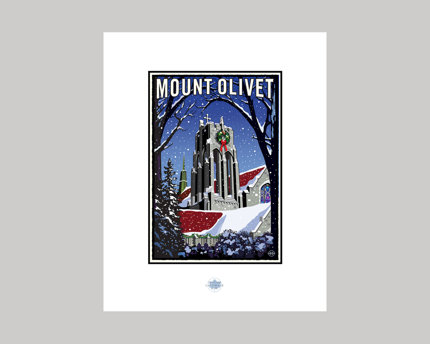 MOUNT OLIVET CHRISTMAS SNOWFALL || MINNESOTA LANDMARK ART PRINT