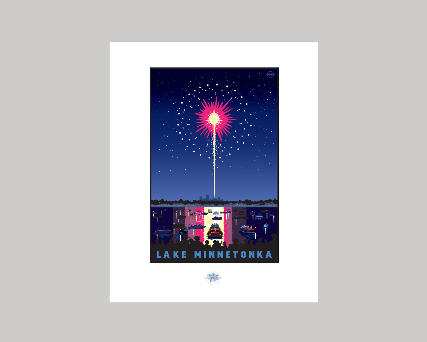 HAPPY 4TH FROM LAKE MINNETONKA  || MINNESOTA LANDMARK ART PRINT