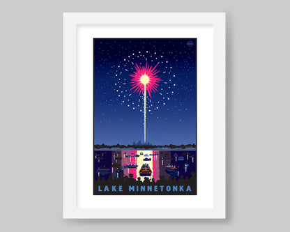 HAPPY 4TH FROM LAKE MINNETONKA  || MINNESOTA LANDMARK ART PRINT