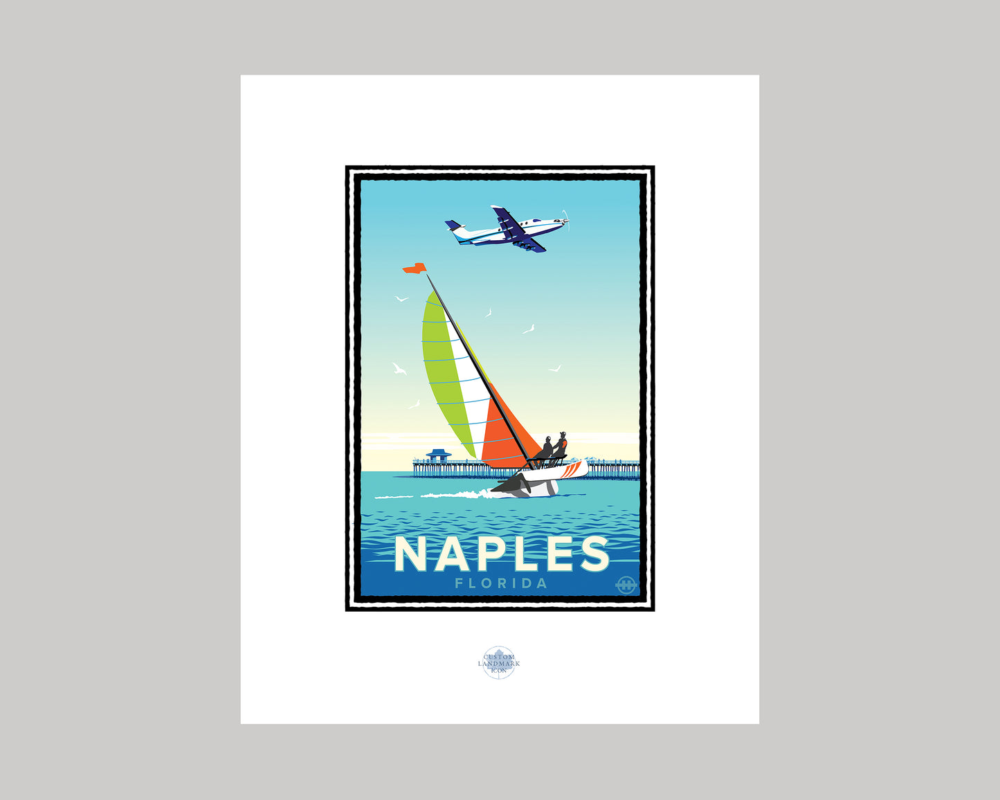 SAILING ON THE GULF OF NAPLES || FLORIDA LANDMARK ART PRINT