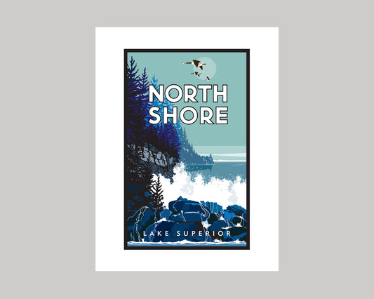 LAKE SUPERIOR NORTH SHORE WS || MINNESOTA LANDMARK ART PRINT