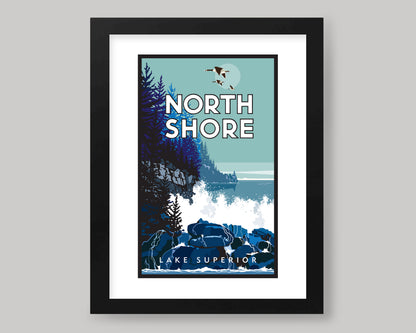 LAKE SUPERIOR NORTH SHORE WS || MINNESOTA LANDMARK ART PRINT