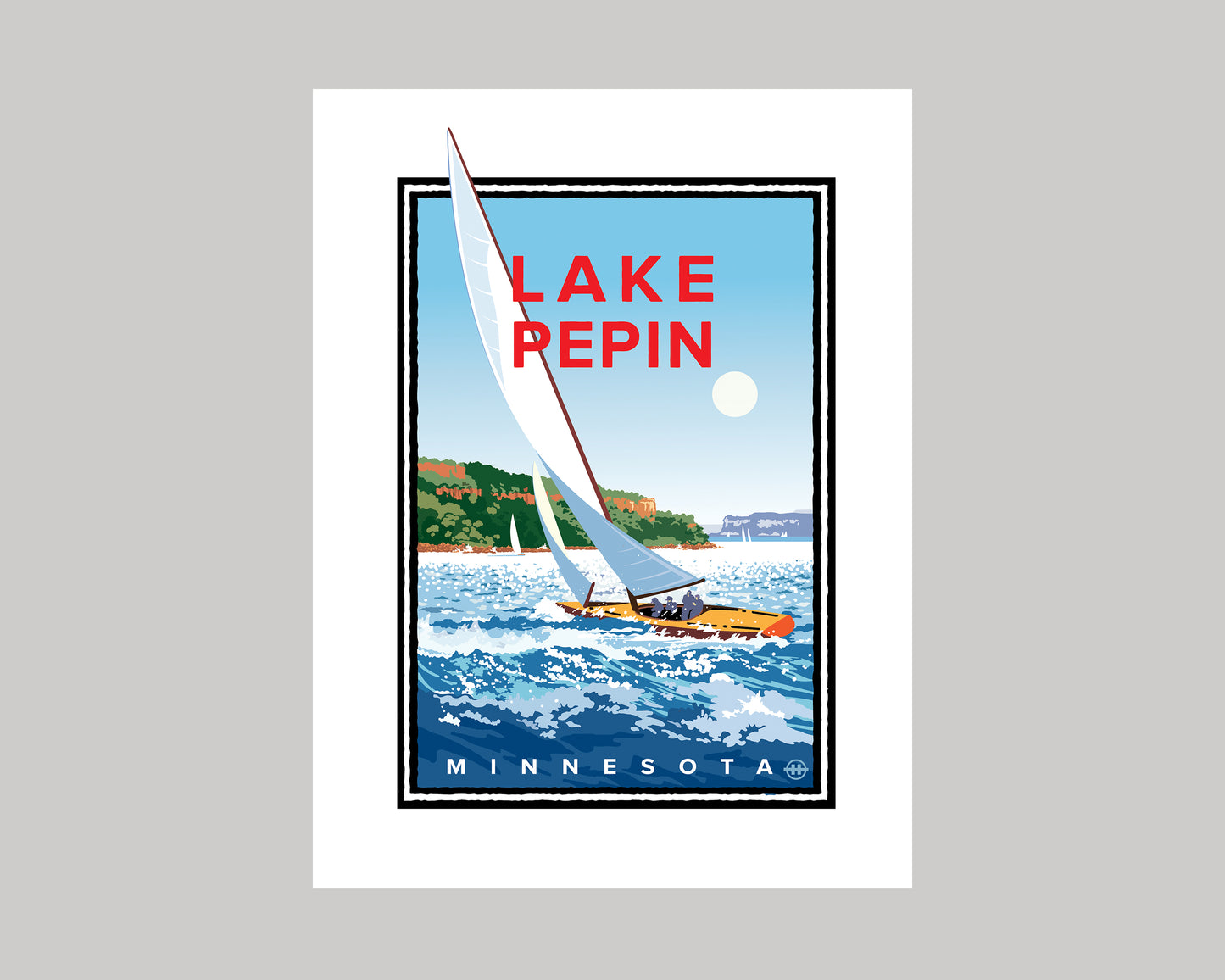 LAKE PEPIN SAILING || MINNESOTA LANDMARK ART PRINT