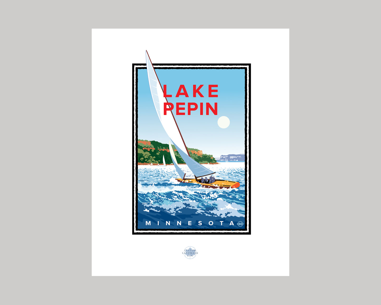 LAKE PEPIN SAILING || MINNESOTA LANDMARK ART PRINT