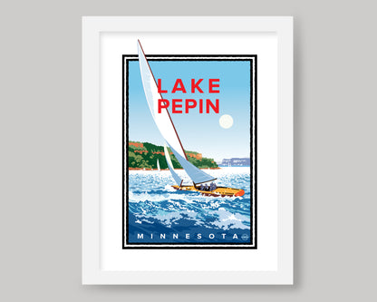 LAKE PEPIN SAILING || MINNESOTA LANDMARK ART PRINT