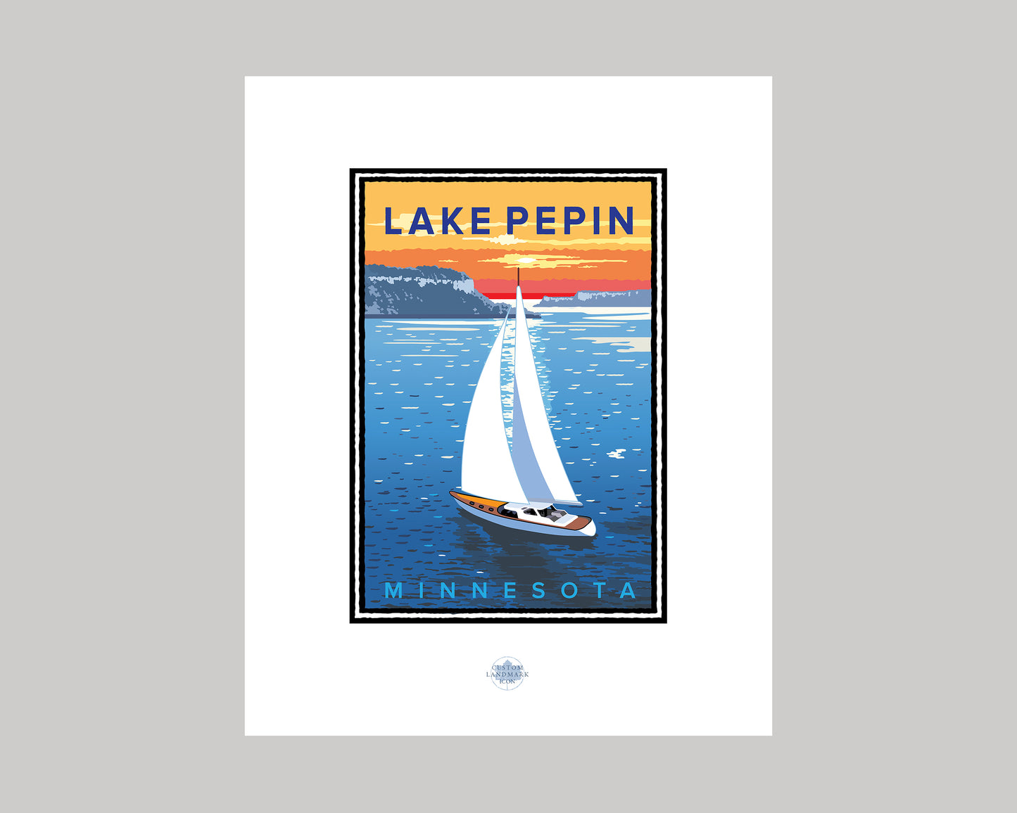 LAKE PEPIN SUNSET SAIL || MINNESOTA LANDMARK ART PRINT