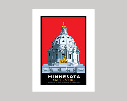 MINNESOTA STATE CAPITOL-RED || MINNESOTA LANDMARK ART PRINT