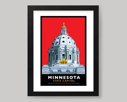 MINNESOTA STATE CAPITOL-RED || MINNESOTA LANDMARK ART PRINT