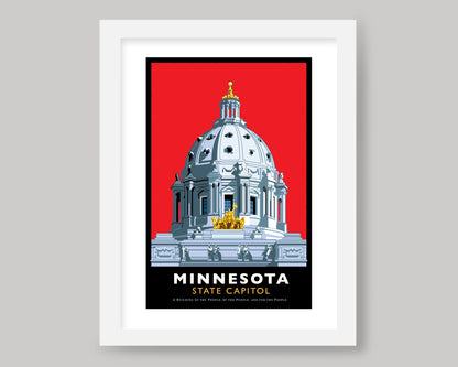 MINNESOTA STATE CAPITOL-RED || MINNESOTA LANDMARK ART PRINT