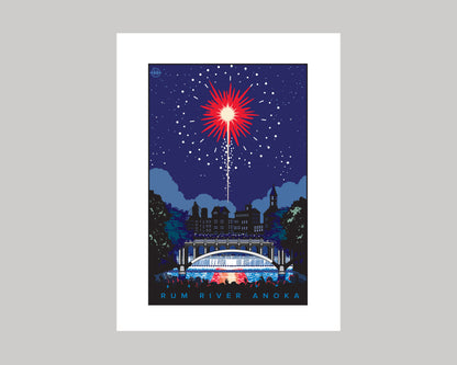 RUM RIVER FIREWORKS WS || MINNESOTA LANDMARK ART PRINT