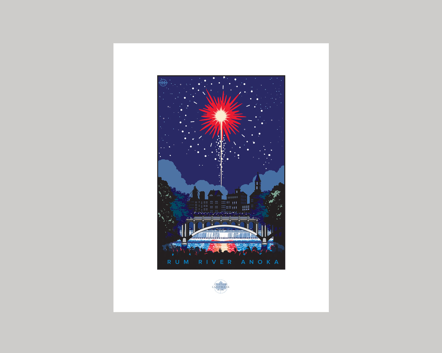RUM RIVER FIREWORKS WS || MINNESOTA LANDMARK ART PRINT