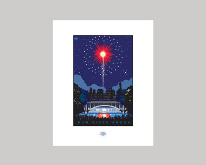 RUM RIVER FIREWORKS WS || MINNESOTA LANDMARK ART PRINT