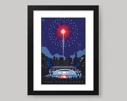 RUM RIVER FIREWORKS WS || MINNESOTA LANDMARK ART PRINT
