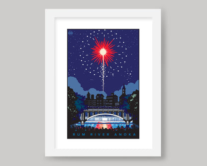 RUM RIVER FIREWORKS WS || MINNESOTA LANDMARK ART PRINT