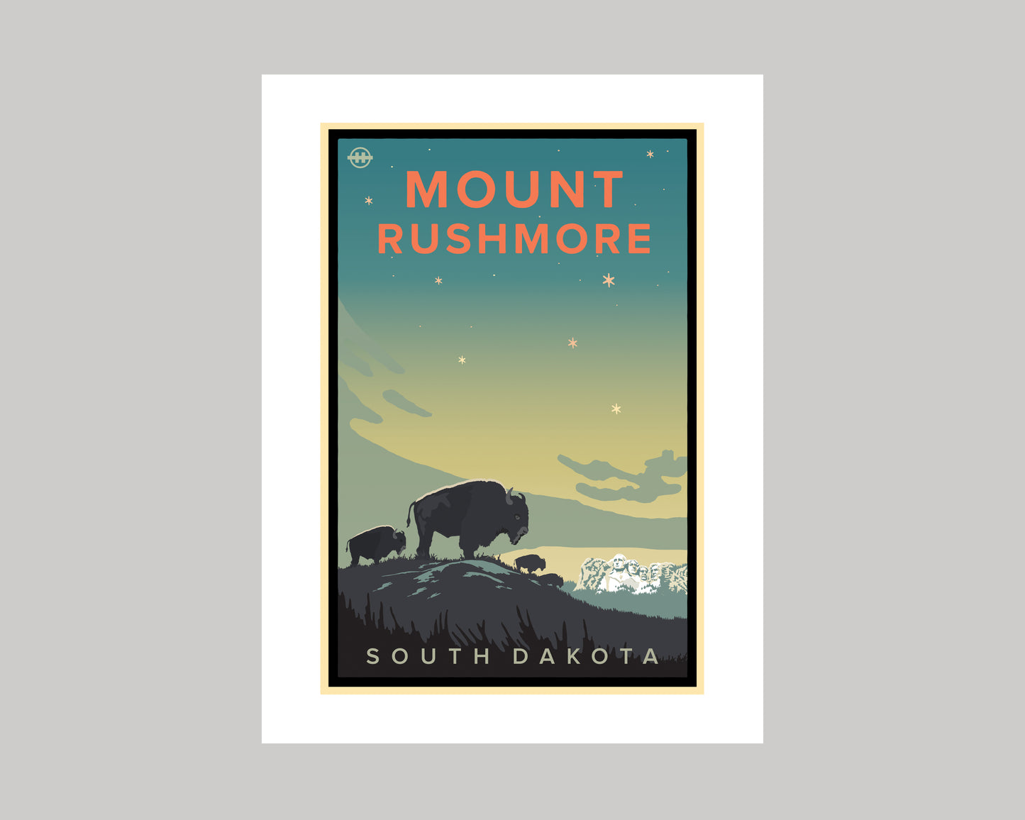 A BISONS VIEW - MOUNT RUSHMORE || SOUTH DAKOTA LANDMARK ART PRINT