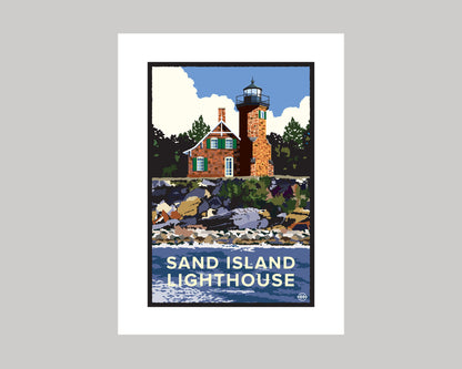 SAND ISLAND LIGHTHOUSE || WISCONSIN LANDMARK ART PRINT