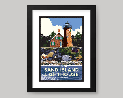 SAND ISLAND LIGHTHOUSE || WISCONSIN LANDMARK ART PRINT