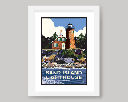 SAND ISLAND LIGHTHOUSE || WISCONSIN LANDMARK ART PRINT