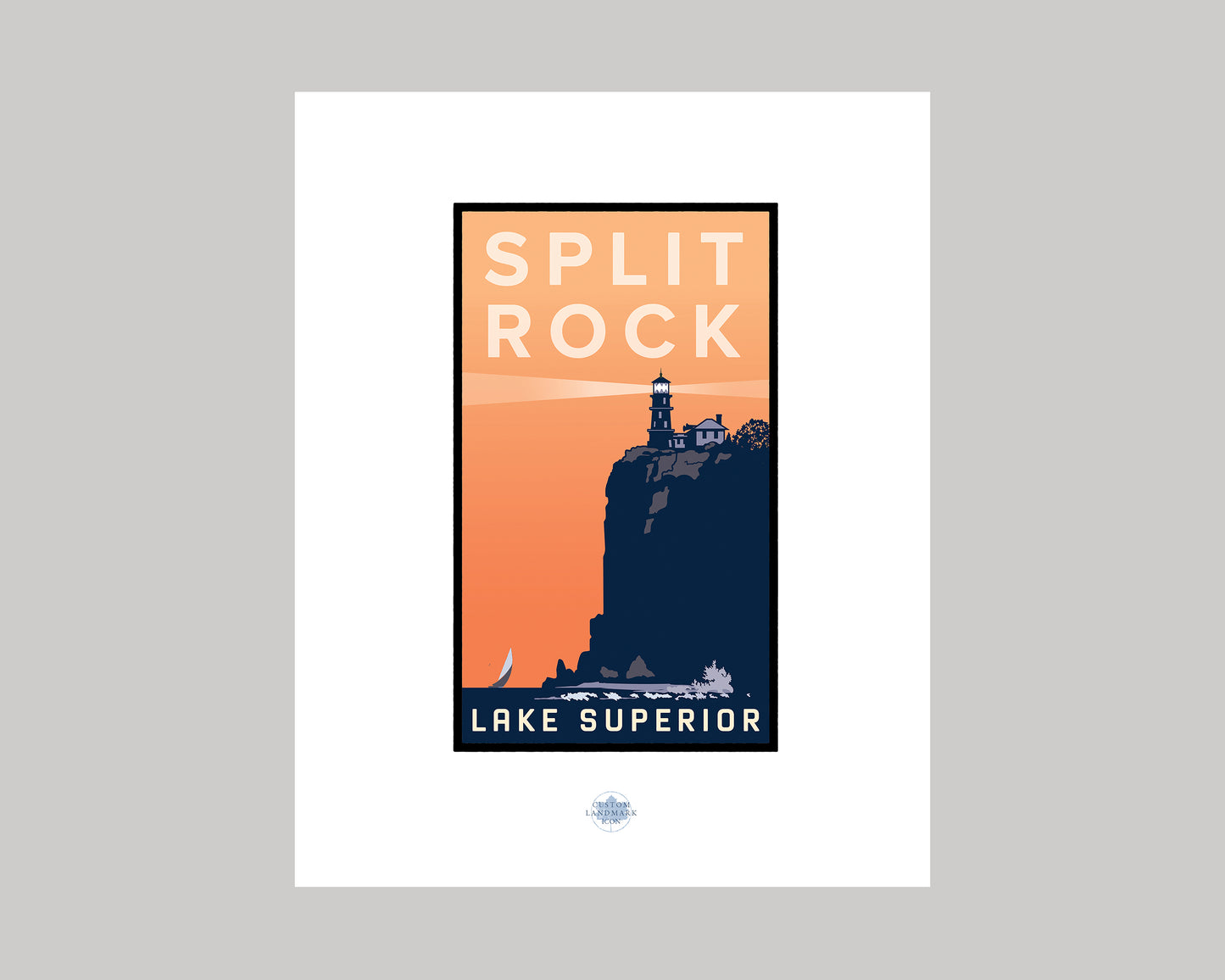 SPLIT ROCK LIGHTHOUSE ORANGE SKY || MINNESOTA LANDMARK ART PRINT