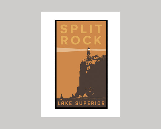 SPLIT ROCK LIGHTHOUSE CLIFFSIDE TWO TONE || MINNESOTA LANDMARK ART PRINT