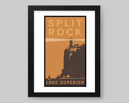 SPLIT ROCK LIGHTHOUSE CLIFFSIDE TWO TONE || MINNESOTA LANDMARK ART PRINT